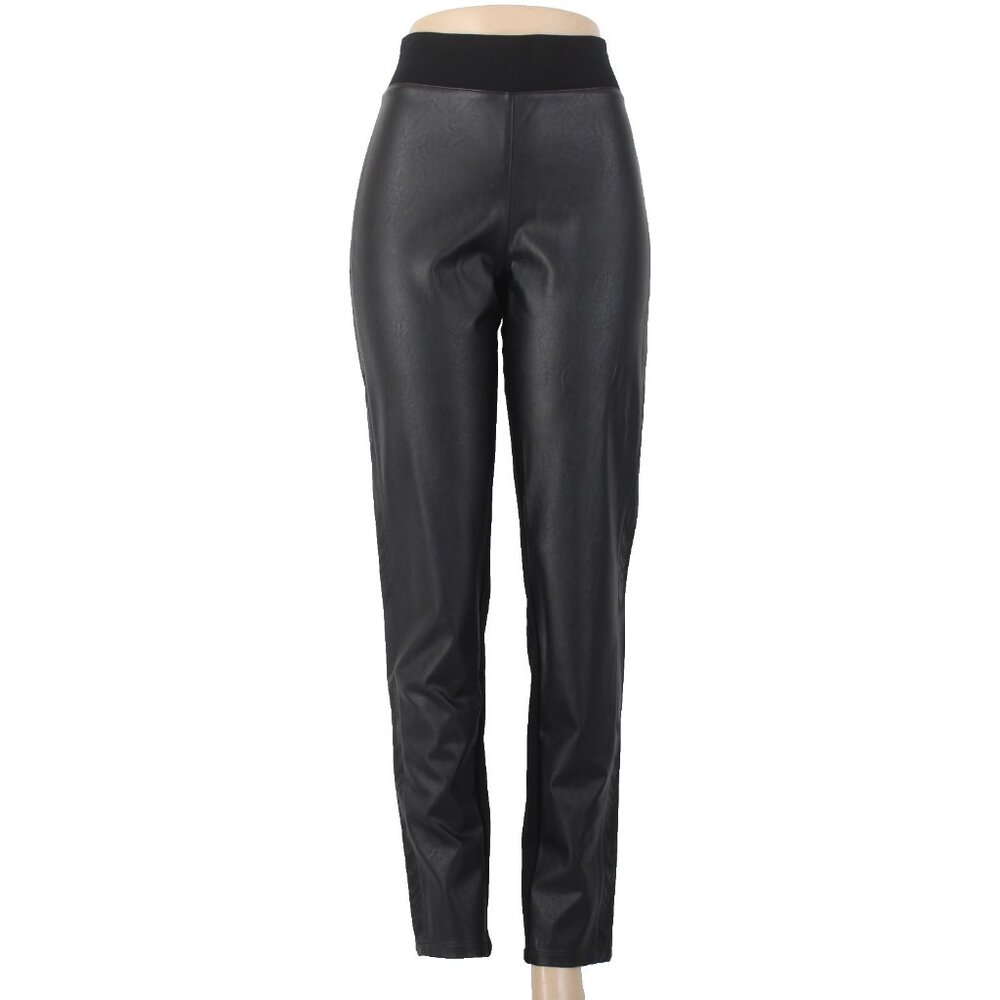 Blue Illusion Pant $130 Sz M x 32 Black Faux Leather Viscose Nylon Pant